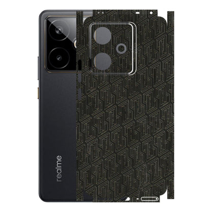 Realme Phone Skins (All Models) - Black Abstract Pattern - 3D Embossed Finish (L-117) Realme GT 7T 5G