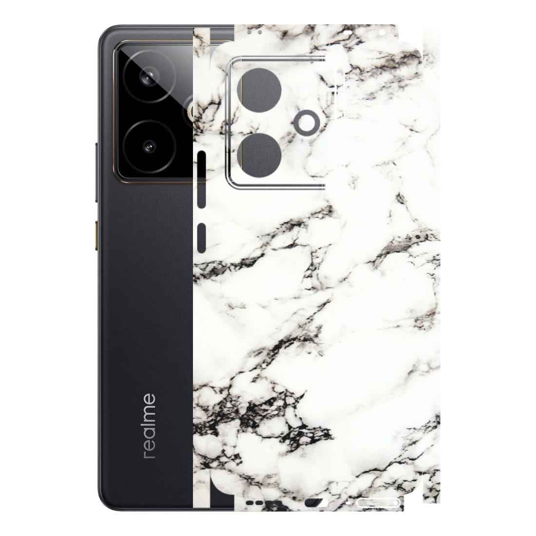 Realme Phone Skins (All Models) - Black and White Marble Texture - 3D Embossed Finish (L-124) Realme GT 7T 5G