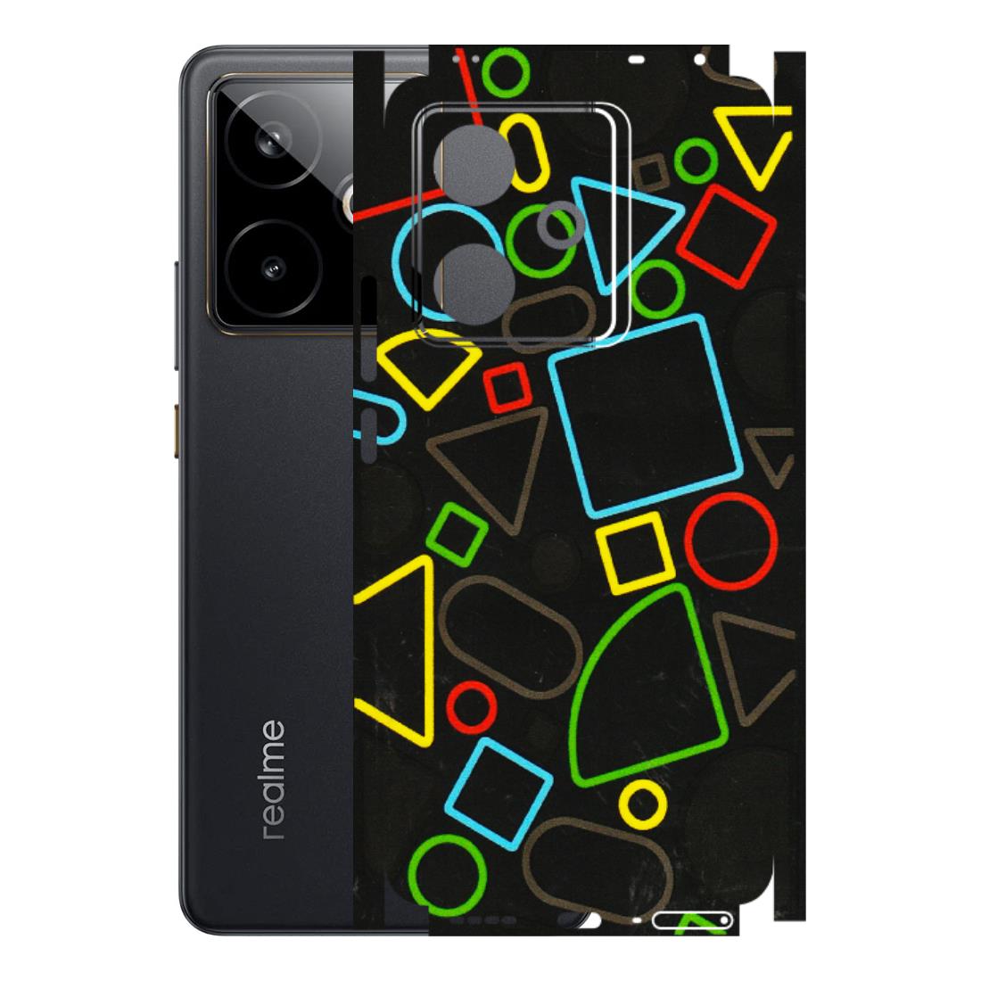 Realme Phone Skins (All Models) - Black Shapes - 3D Embossed Finish (L-131) Realme GT 7T 5G
