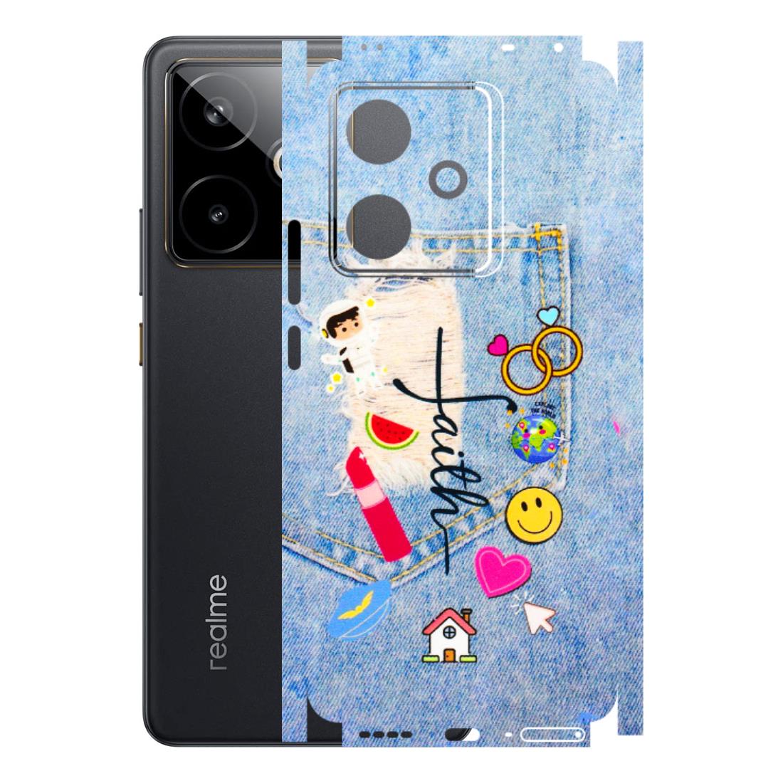 Realme Phone Skins (All Models) - Denim Jeans Pocket - 3D Embossed Finish (L-134) Realme GT 7T 5G