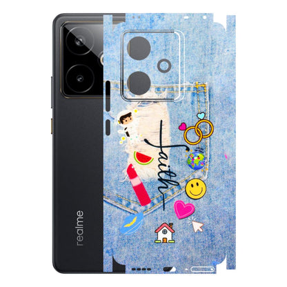 Realme Phone Skins (All Models) - Denim Jeans Pocket - 3D Embossed Finish (L-134) Realme GT 7T 5G