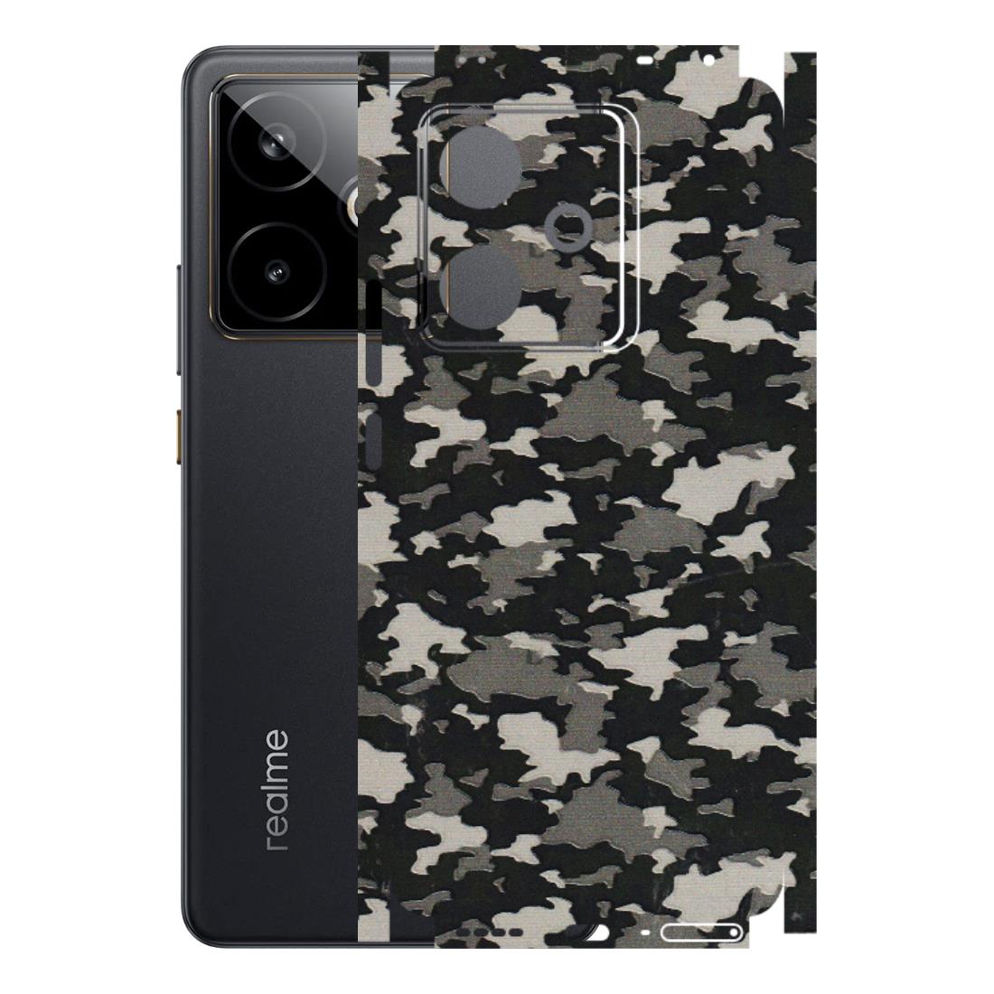 Realme Phone Skins (All Models) - Black/Grey Camoflaunge - 3D Embossed Finish (L-142) Realme GT 7T 5G