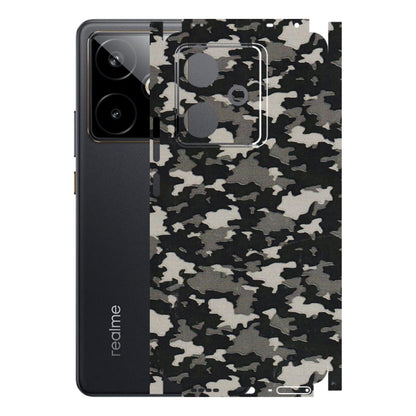 Realme Phone Skins (All Models) - Black/Grey Camoflaunge - 3D Embossed Finish (L-142) Realme GT 7T 5G