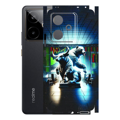 Realme Phone Skins (All Models) - Stock Market Sensex Bear vs Bulls - 3D Embossed Finish (L-15) Realme GT 7T 5G
