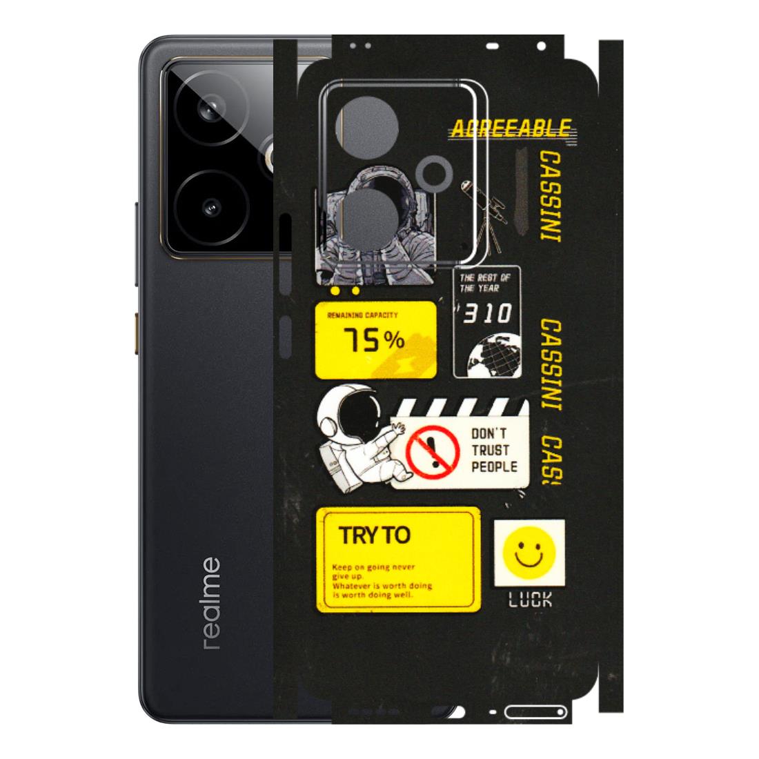 Realme Phone Skins (All Models) - Black Cassini - 3D Embossed Finish (L-161) Realme GT 7T 5G