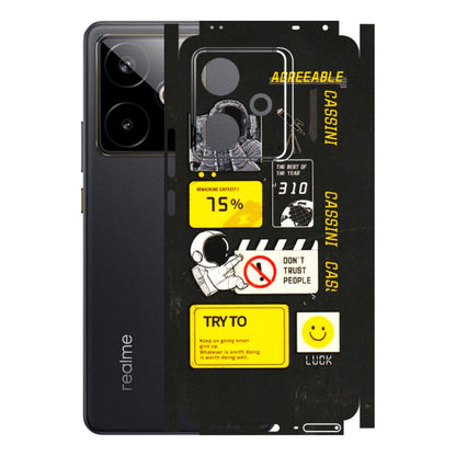 Realme Phone Skins (All Models) - Black Cassini - 3D Embossed Finish (L-161) Realme GT 7T 5G