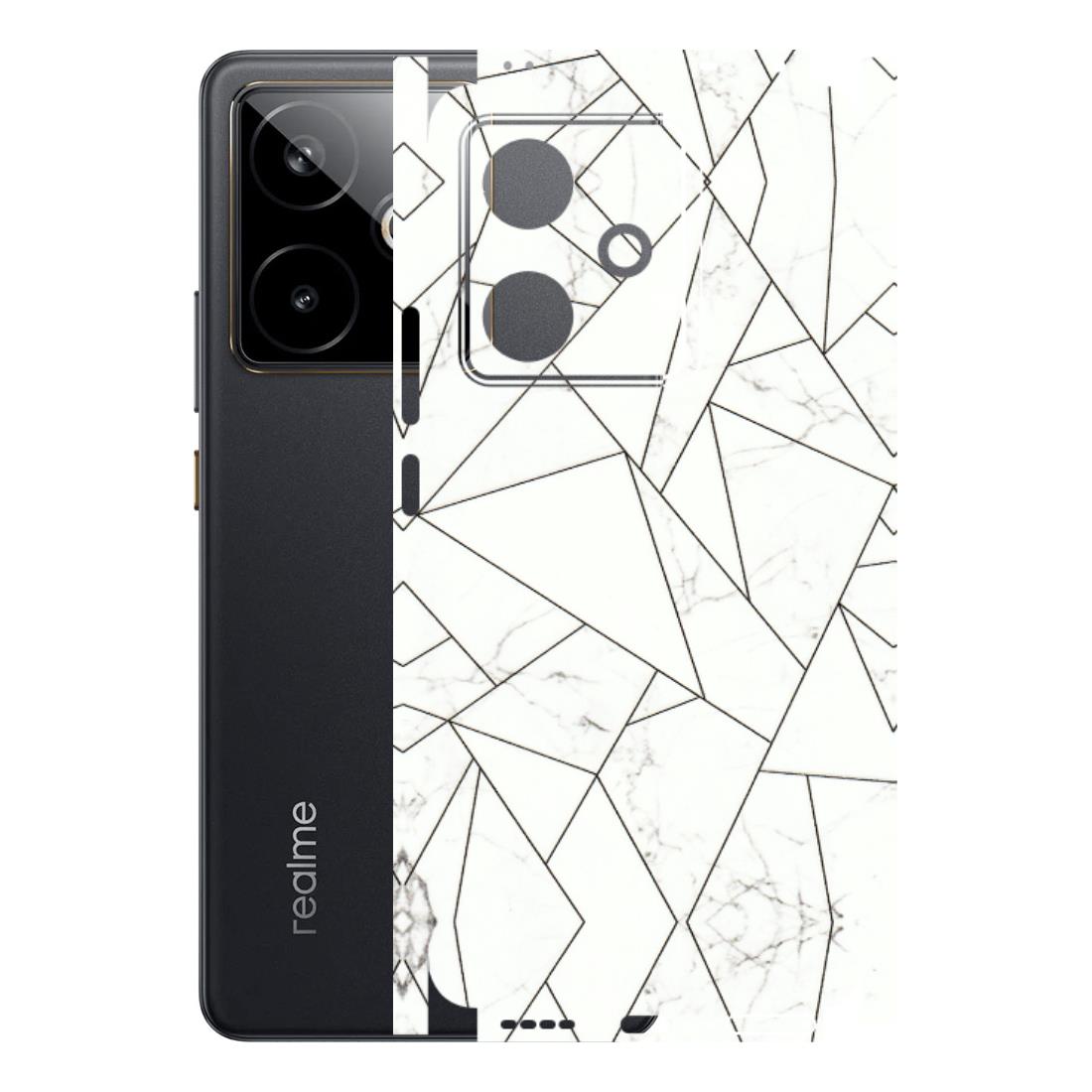Realme Phone Skins (All Models) - Luxury White Marble Effect - 3D Embossed Finish (L-168) Realme GT 7T 5G