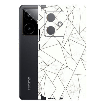 Realme Phone Skins (All Models) - Luxury White Marble Effect - 3D Embossed Finish (L-168) Realme GT 7T 5G
