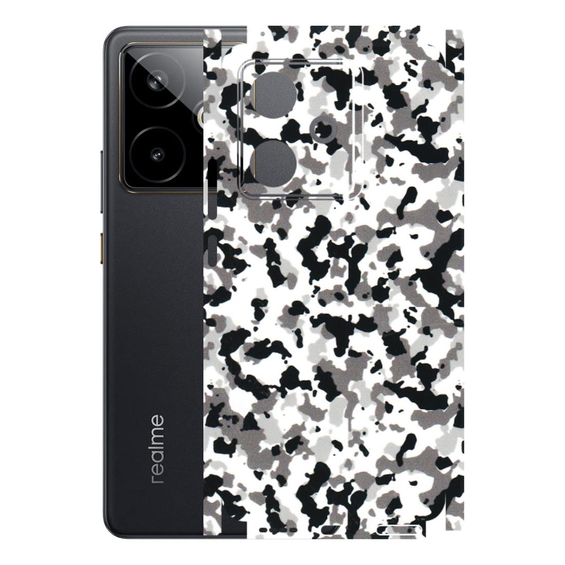 Realme Phone Skins (All Models) - White Black Camouflage - 3D Embossed Finish (L-18) Realme GT 7T 5G