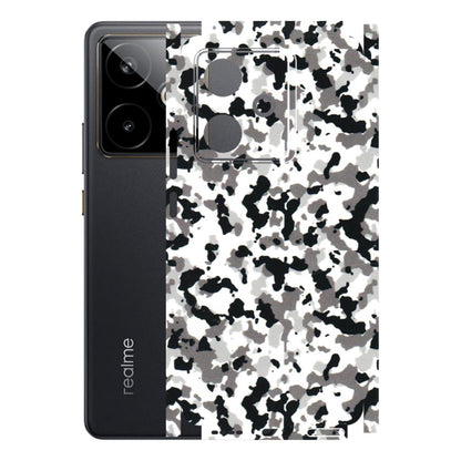Realme Phone Skins (All Models) - White Black Camouflage - 3D Embossed Finish (L-18) Realme GT 7T 5G