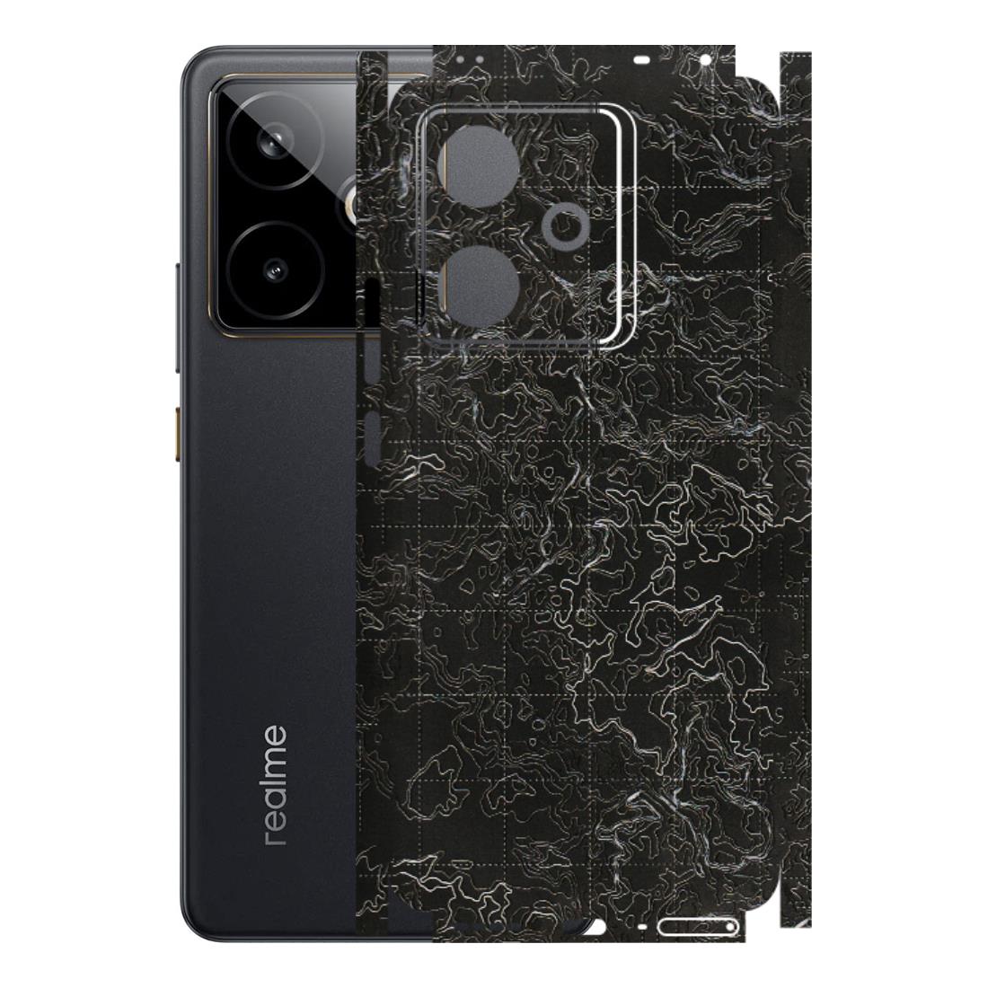 Realme Phone Skins (All Models) - Black map Texture - 3D Embossed Finish (L-201) Realme GT 7T 5G