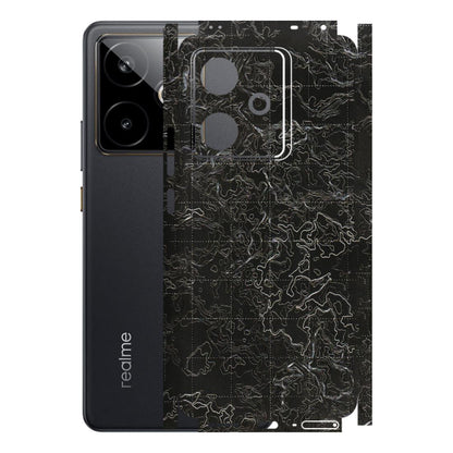 Realme Phone Skins (All Models) - Black map Texture - 3D Embossed Finish (L-201) Realme GT 7T 5G