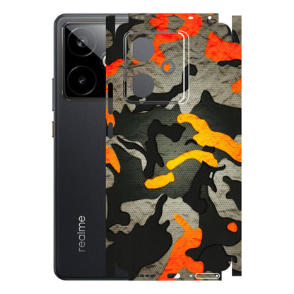 Realme Phone Skins (All Models) - Orange Camouflage - 3D Embossed Finish (L-204) Realme GT 7T 5G