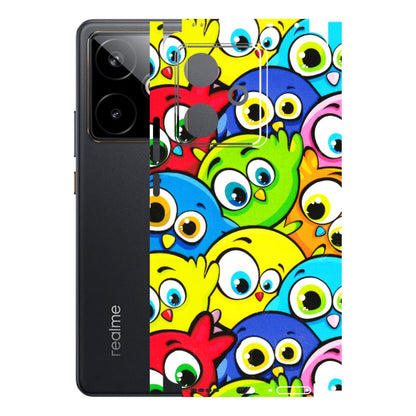 Realme Phone Skins (All Models) - Cute Fluffy Birds - 3D Embossed Finish (L-213) Realme GT 7T 5G