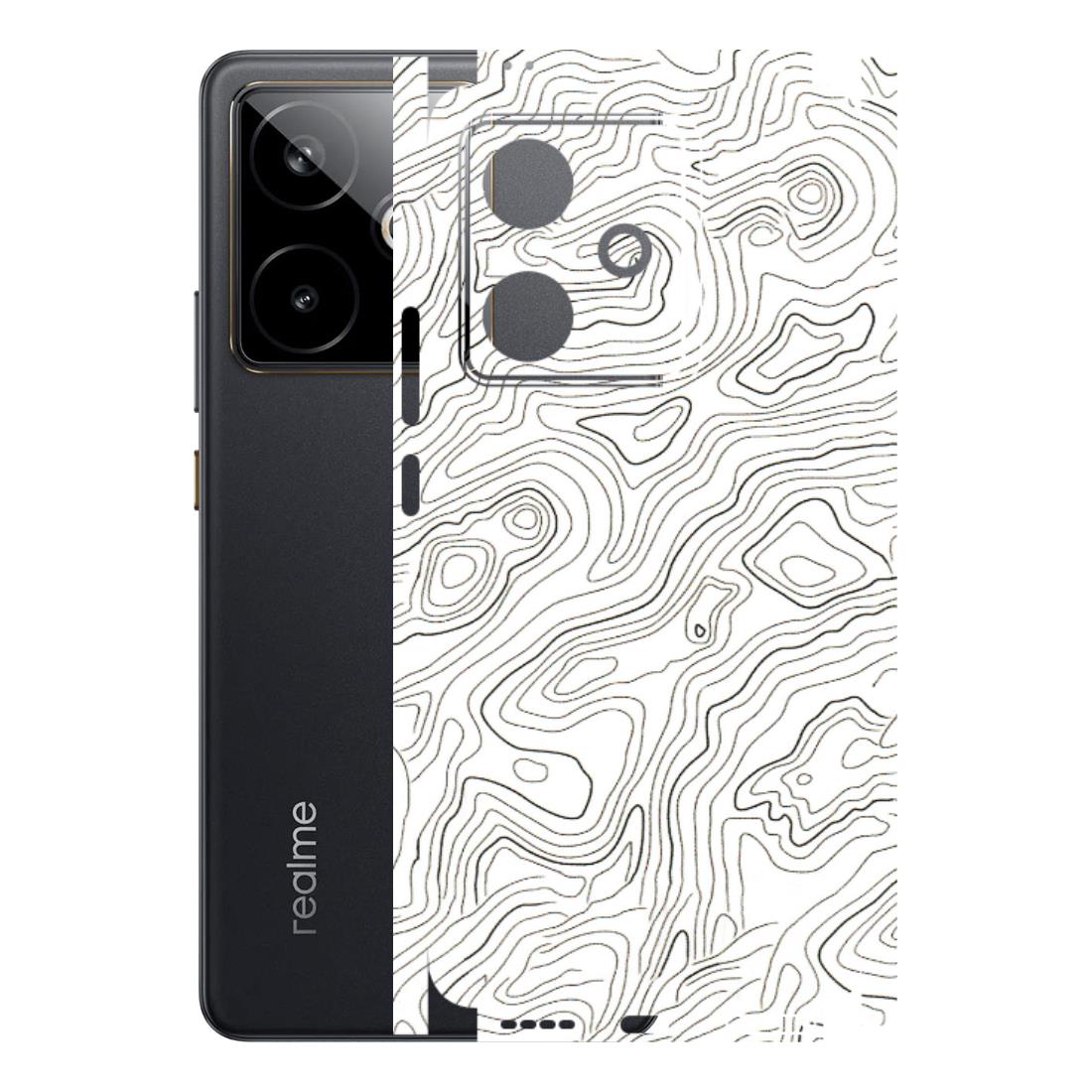 Realme Phone Skins (All Models) - White Black Swirls - 3D Embossed Finish (L-219) Realme GT 7T 5G