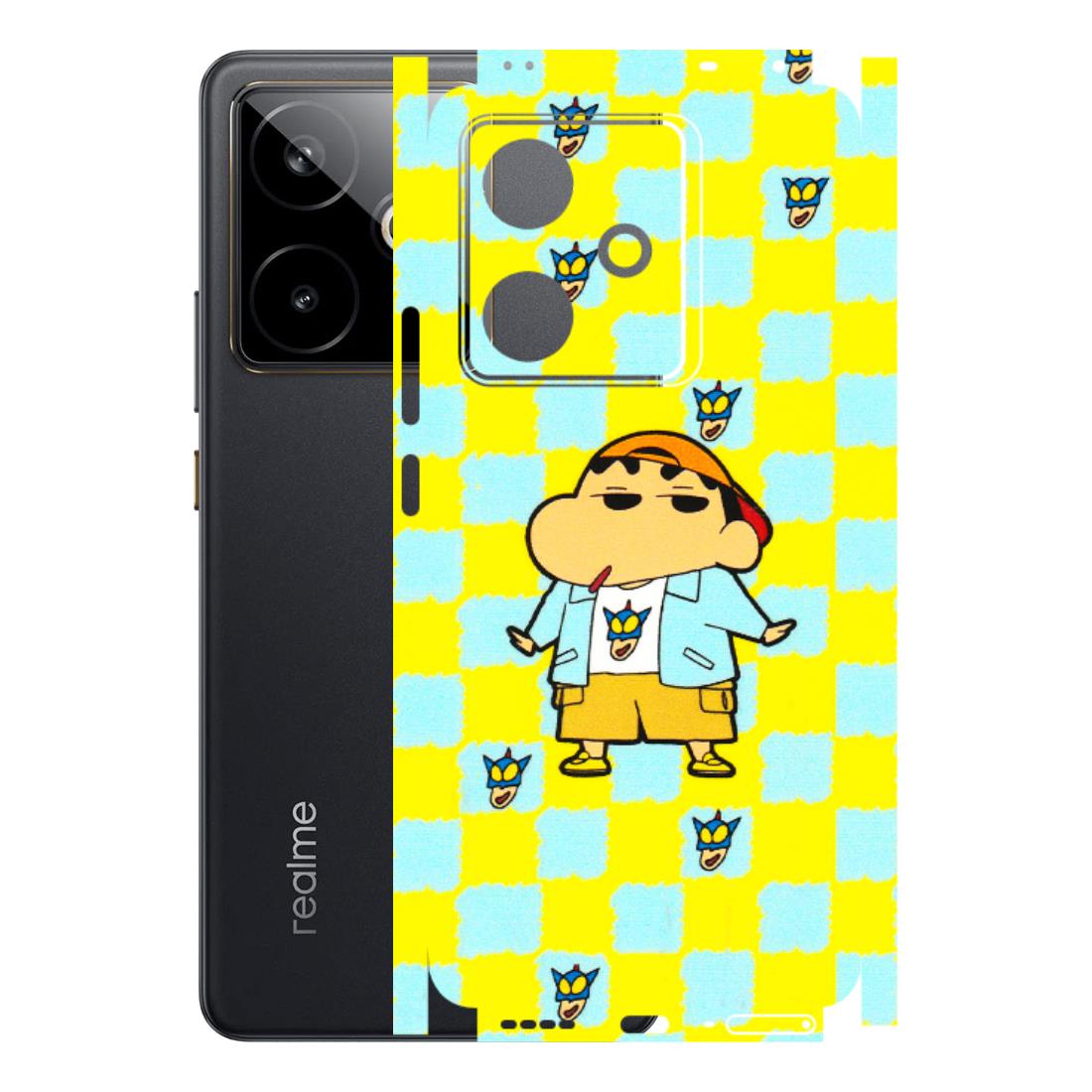 Realme Phone Skins (All Models) - Yellow Blue Shinchan Cute - 3D Embossed Finish (L-221) Realme GT 7T 5G