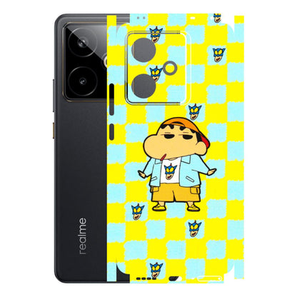Realme Phone Skins (All Models) - Yellow Blue Shinchan Cute - 3D Embossed Finish (L-221) Realme GT 7T 5G