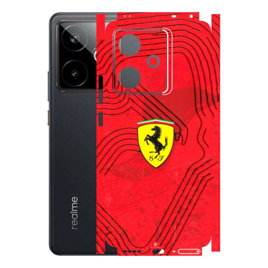 Realme Phone Skins (All Models) - Red Ferrari Logo Stylish - 3D Embossed Finish (L-238) Realme GT 7T 5G