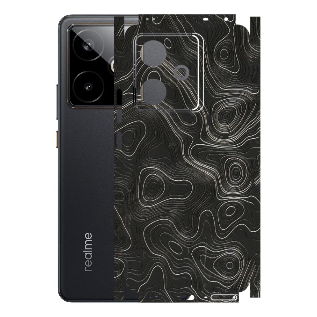 Realme Phone Skins (All Models) - Abstract White Line Map - 3D Embossed Finish (L-269) Realme GT 7T 5G