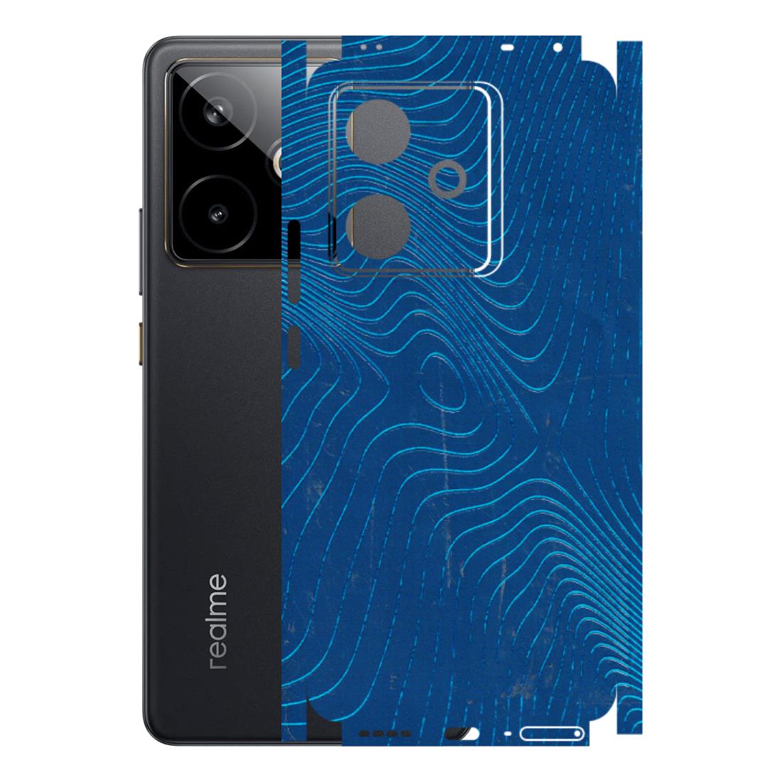 Realme Phone Skins (All Models) - Abstract Blue Line Map - 3D Embossed Finish (L-272) Realme GT 7T 5G