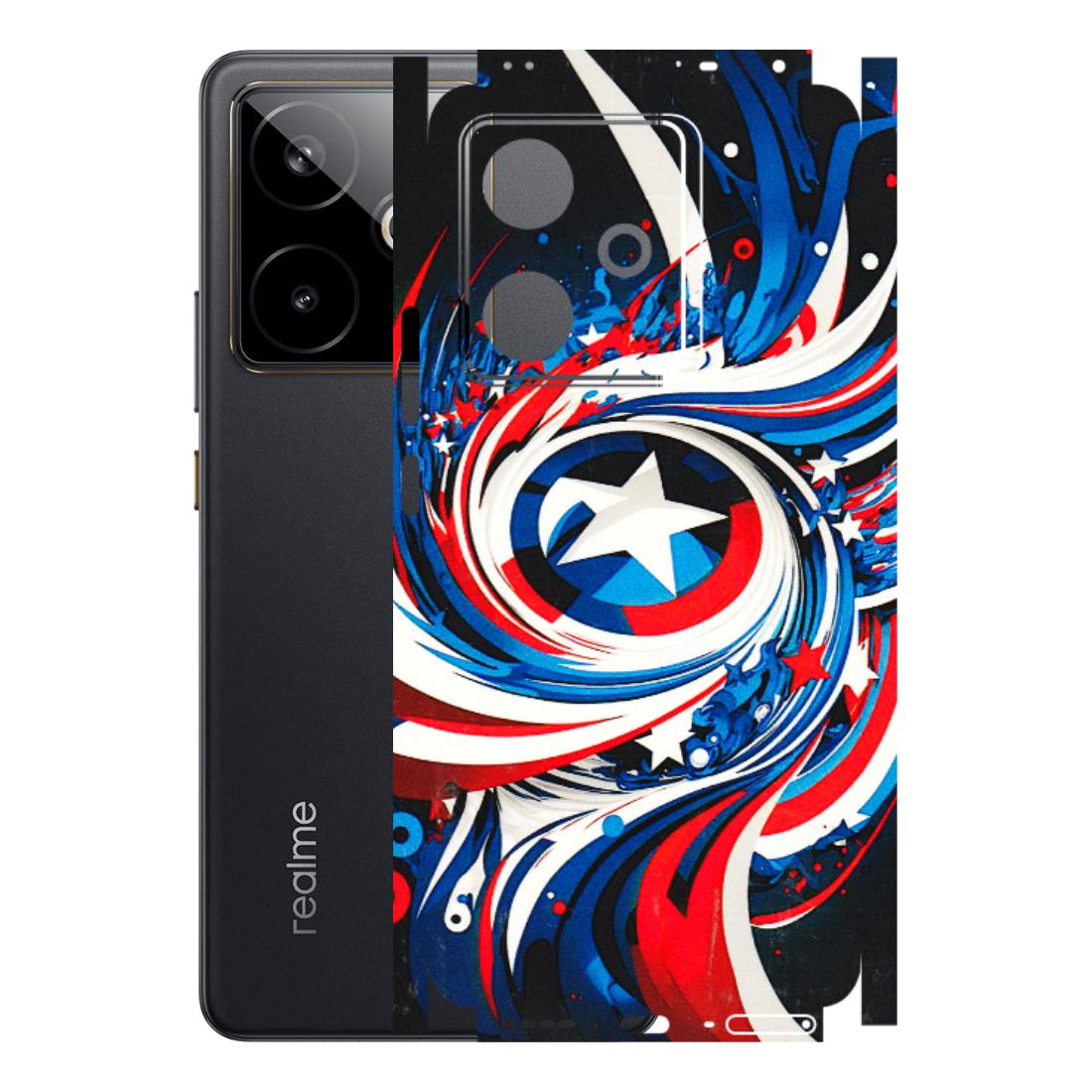 Realme Phone Skins (All Models) - Captain America Logo - 3D Embossed Finish (L-307) Realme GT 7T 5G