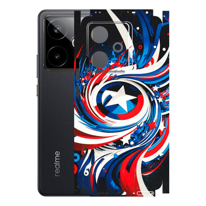 Realme Phone Skins (All Models) - Captain America Logo - 3D Embossed Finish (L-307) Realme GT 7T 5G