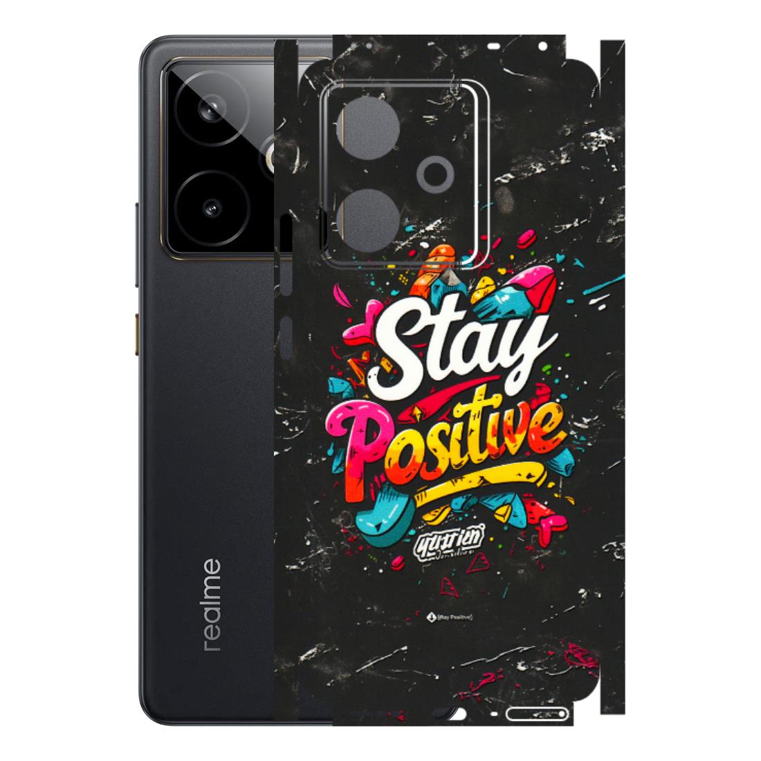 Realme Phone Skins (All Models) - Stay Positive Black - 3D Embossed Finish (L-31) Realme GT 7T 5G