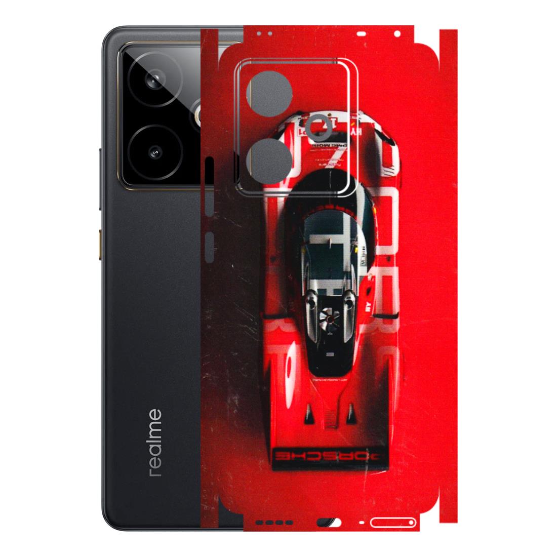 Realme Phone Skins (All Models) - Red Porsche Car Logo - 3D Embossed Finish (L-315) Realme GT 7T 5G