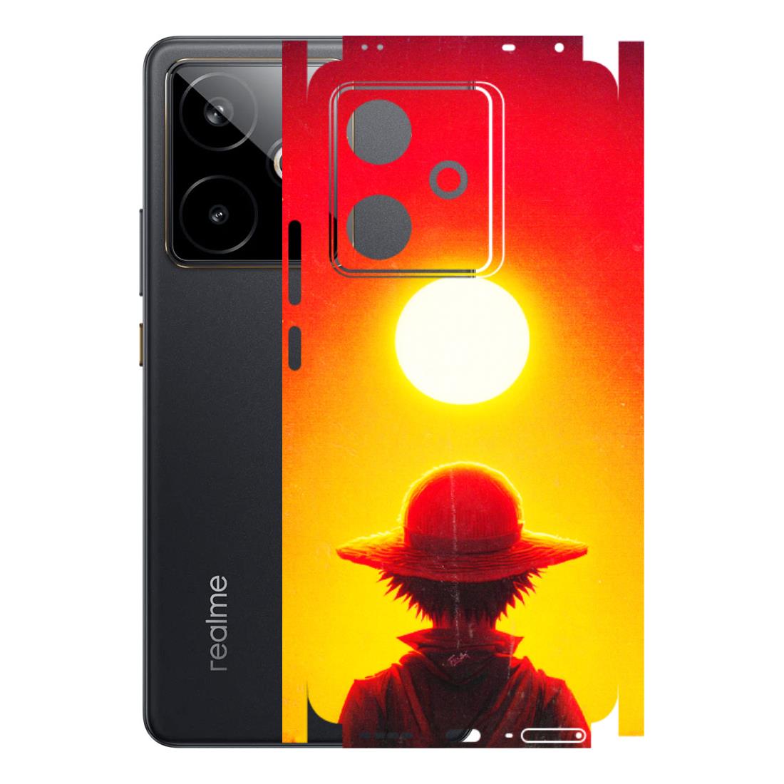 Realme Phone Skins (All Models) - Cool Sunset With Monkey D.Luffy Anime - 3D Embossed Finish (L-329) Realme GT 7T 5G