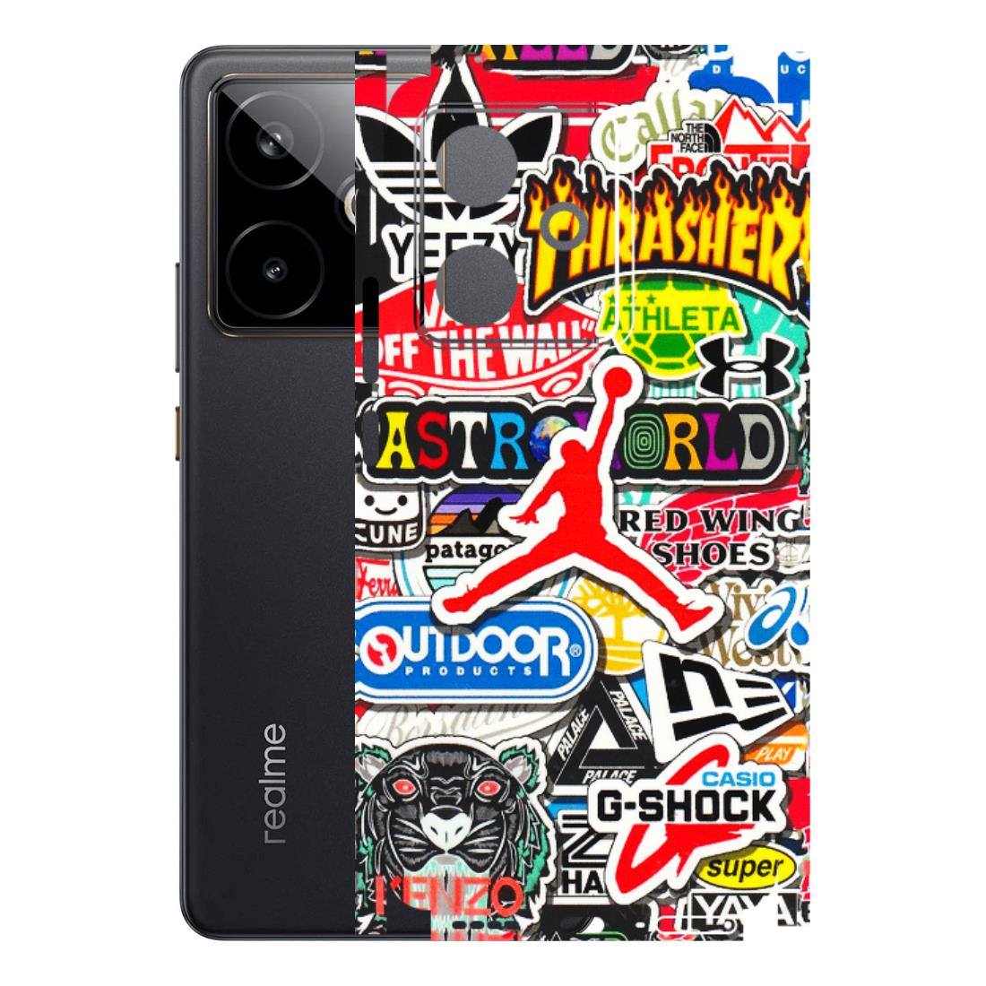 Realme Phone Skins (All Models) - Multi Brands Sticker Graffiti - 3D Embossed Finish (L-37) Realme GT 7T 5G