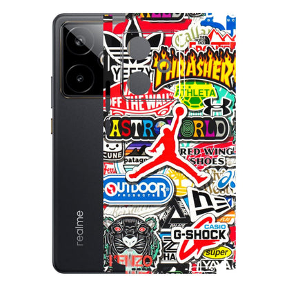 Realme Phone Skins (All Models) - Multi Brands Sticker Graffiti - 3D Embossed Finish (L-37) Realme GT 7T 5G