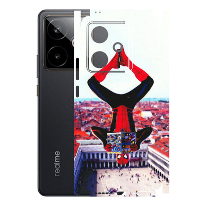 Realme Phone Skins (All Models) - Spiderman Hanging - 3D Embossed Finish (L-53) Realme GT 7T 5G