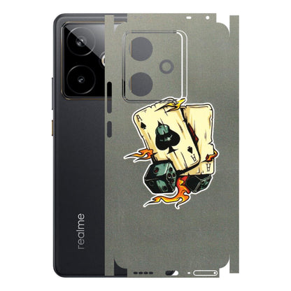 Realme Phone Skins (All Models) - Grey Cards Of Ace - 3D Embossed Finish (L-77) Realme GT 7T 5G