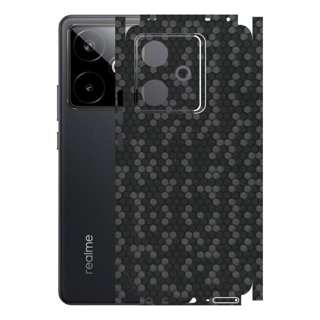Realme Phone Skins (All Models) - Black Grey Honeycomb Sober - 3D Embossed Finish (L-85) Realme GT 7T 5G