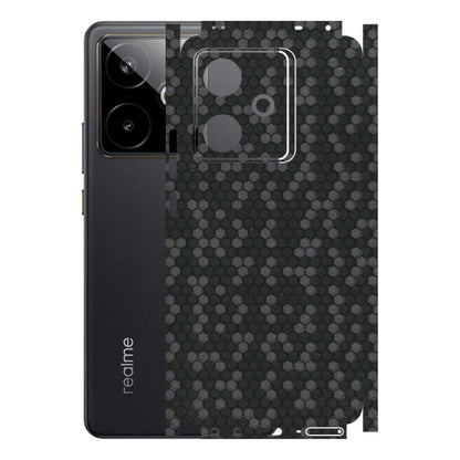 Realme Phone Skins (All Models) - Black Grey Honeycomb Sober - 3D Embossed Finish (L-85) Realme GT 7T 5G