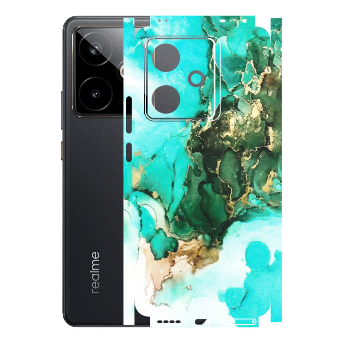 Realme Phone Skins (All Models) - The Blue Gold Marble - Matte Finish (M-124) Realme GT 7T 5G