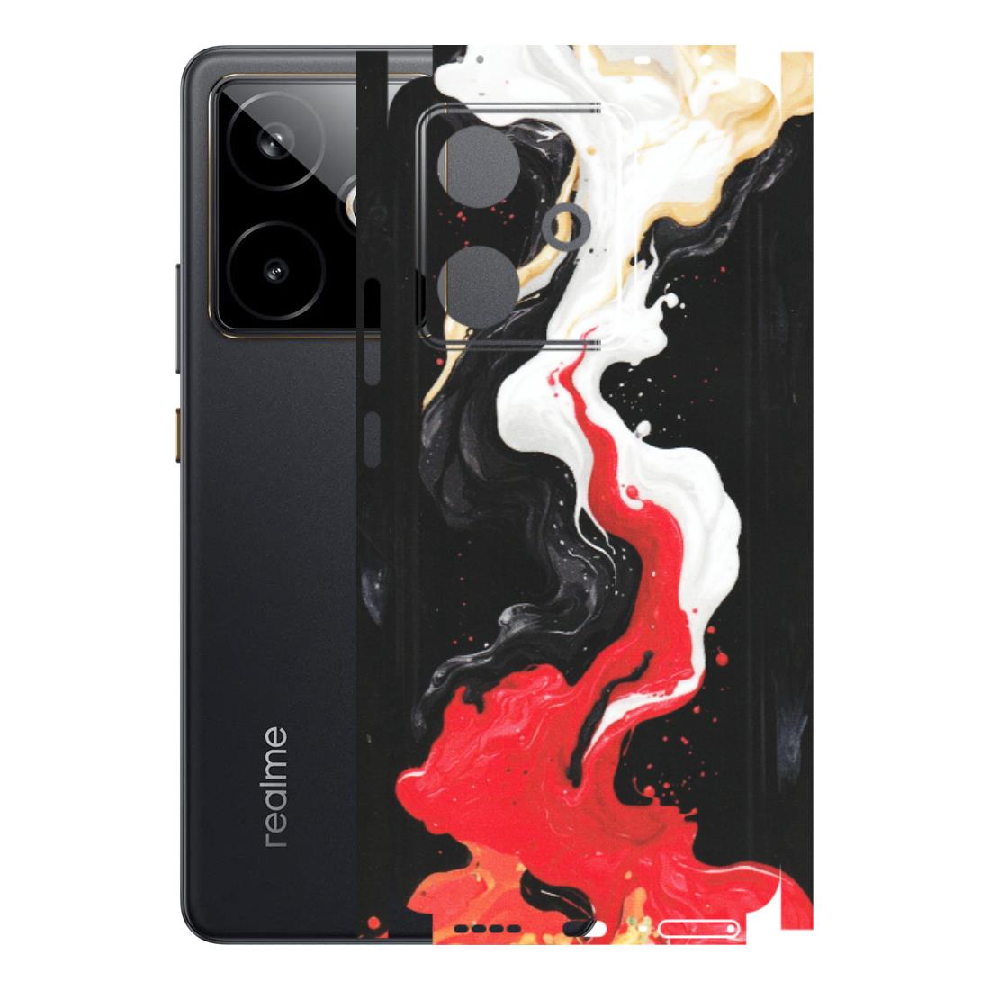 Realme Phone Skins (All Models) - Black Red White Paint Splash Fusion - Matte Finish (M-56) Realme GT 7T 5G