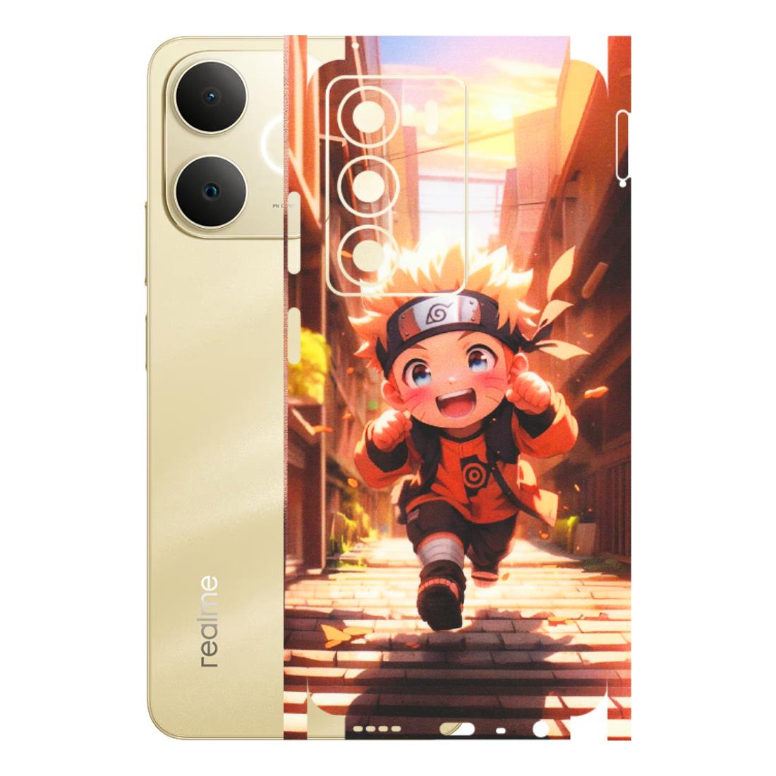 Realme Phone Skins (All Models) - Naruto Cute Toon Running - Matte Finish (M-04) Realme Narzo 80 Lite 5G