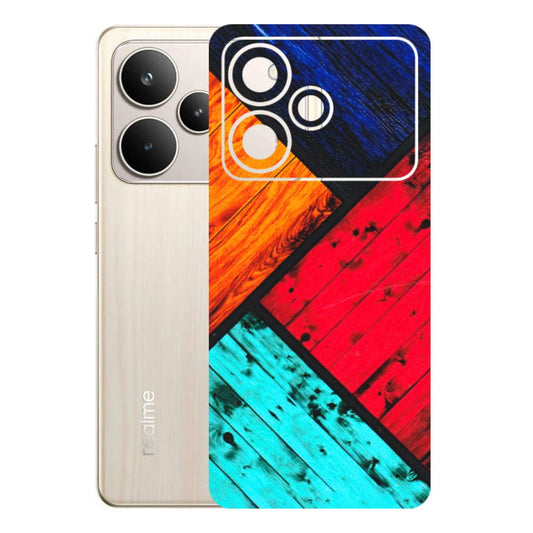 Realme Phone Skins (All Models) - Colourful Wood Panels Abstract - 3D Embossed Finish (L-09) Realme P4 5G