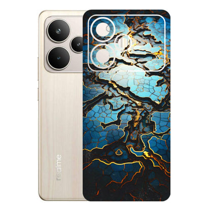Realme Phone Skins (All Models) - Blue Gold Abstract - 3D Embossed Finish (L-11) Realme P4 5G
