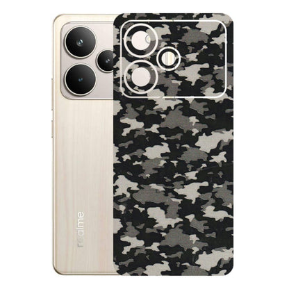 Realme Phone Skins (All Models) - Black/Grey Camoflaunge - 3D Embossed Finish (L-142) Realme P4 5G