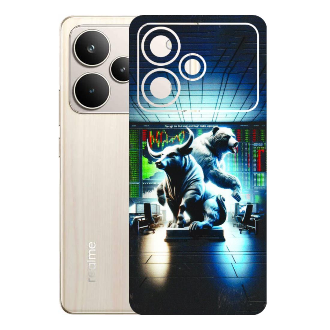 Realme Phone Skins (All Models) - Stock Market Sensex Bear vs Bulls - 3D Embossed Finish (L-15) Realme P4 5G