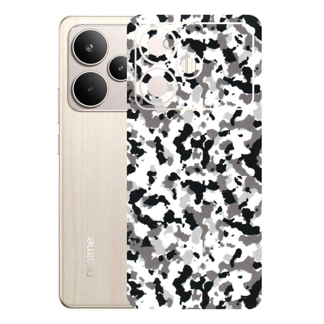 Realme Phone Skins (All Models) - White Black Camouflage - 3D Embossed Finish (L-18) Realme P4 5G