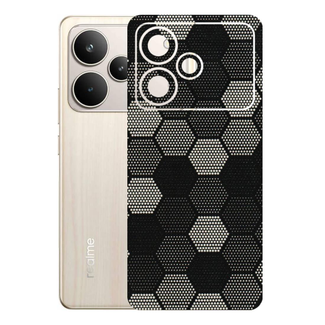 Realme Phone Skins (All Models) - Black & White Dotted Honeycomb Texture - 3D Embossed Finish (L-202) Realme P4 5G