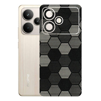 Realme Phone Skins (All Models) - Black & White Dotted Honeycomb Texture - 3D Embossed Finish (L-202) Realme P4 5G