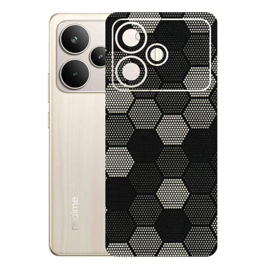 Realme Phone Skins (All Models) - Black & White Dotted Honeycomb Texture - 3D Embossed Finish (L-202) Realme P4 5G