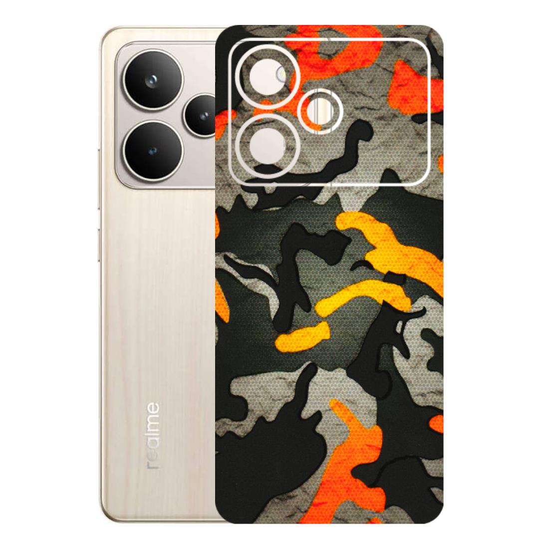 Realme Phone Skins (All Models) - Orange Camouflage - 3D Embossed Finish (L-204) Realme P4 5G
