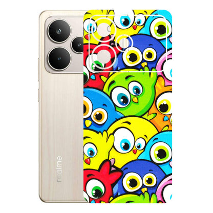 Realme Phone Skins (All Models) - Cute Fluffy Birds - 3D Embossed Finish (L-213) Realme P4 5G