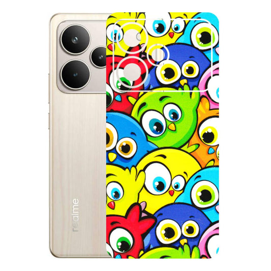 Realme Phone Skins (All Models) - Cute Fluffy Birds - 3D Embossed Finish (L-213) Realme P4 5G