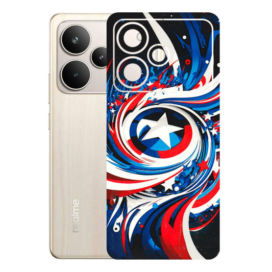 Realme Phone Skins (All Models) - Captain America Logo - 3D Embossed Finish (L-307) Realme P4 5G